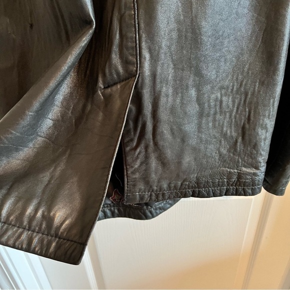 Vintage 80s Preston & York Leather Coat Black Oversized Design - Picture 4 of 15